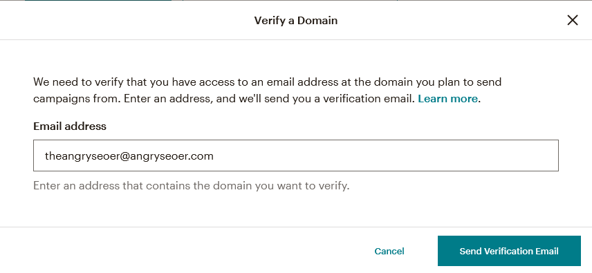 mailchimp verify domain