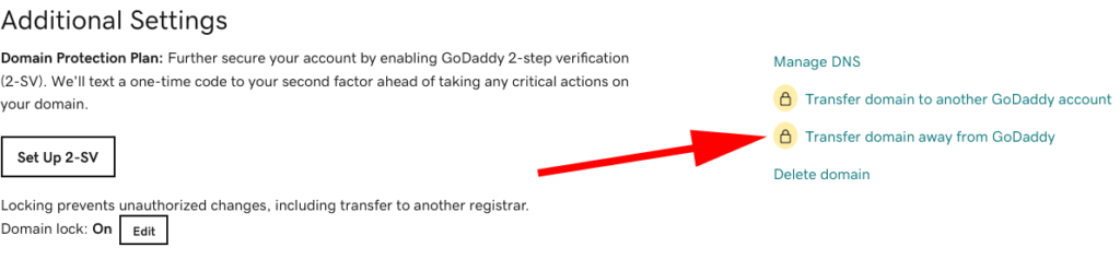 transfer domain away from godaddy